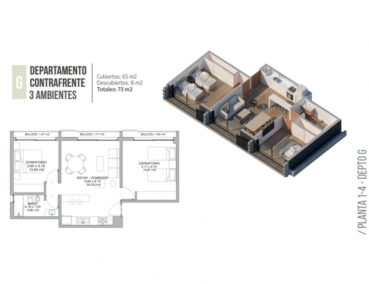 TORRE MODENA - DEPARTAMENTO 1 G 